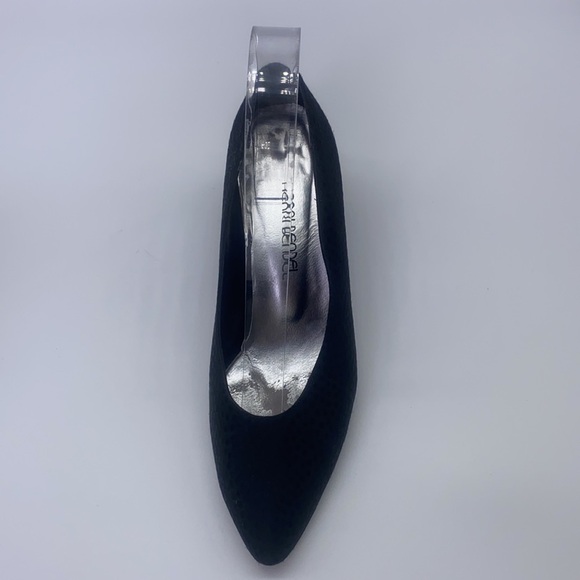 Henri Bendel - Vintage Black Dot Fabric Print Kitten Heels Made In Spain Size 6 - Picture 9 of 16